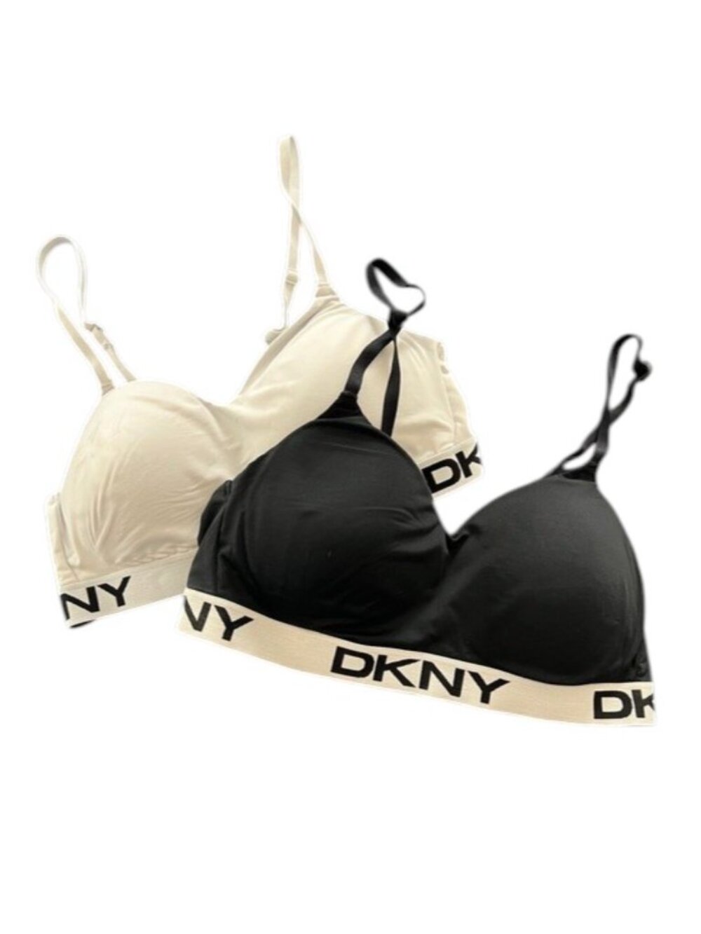 DKNY 2 Pack Bralette Bras Womens S Black White Logo Band Wireless Y2K Sporty